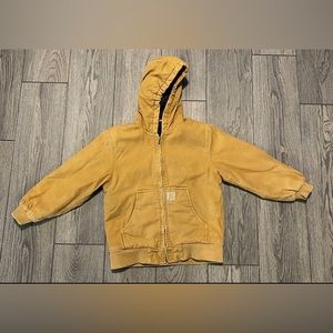 Tan Carhartt Workwear Coat Canvas Jacket W/hood/Medium 10-12 Youth/Pre-owned